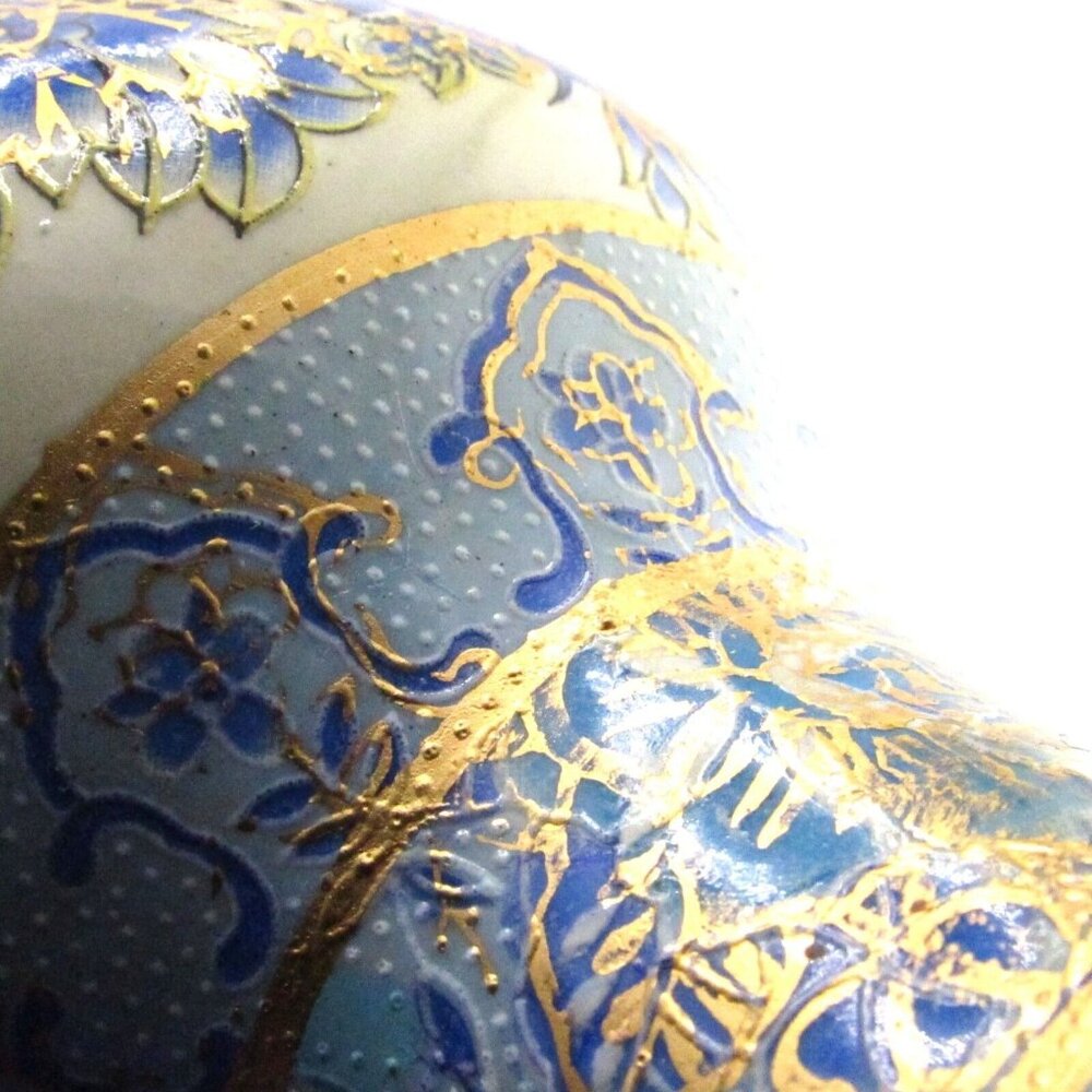 ANTIQUE ORIENTAL GILDED AND HANDPAINTED CERAMIC VASE Birds of paradise - Picture 11 of 12